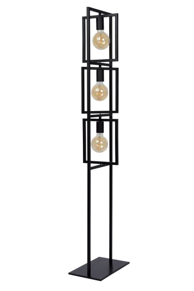 Vintage Stehlampe Schwarz 3-flammig E27 H:145 cm
