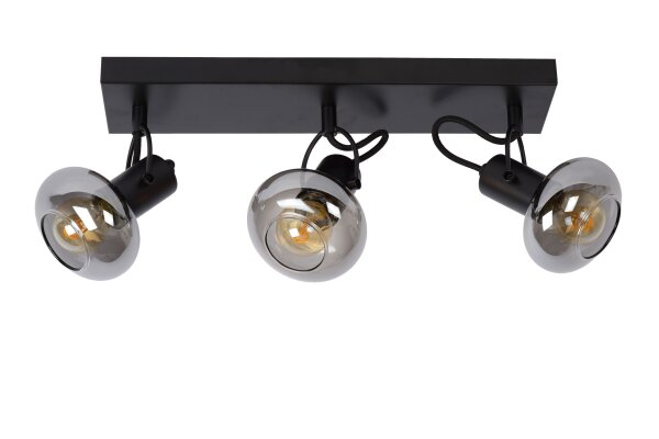Retro Deckenspot Metall Glas Schwarz E14 B:38 cm