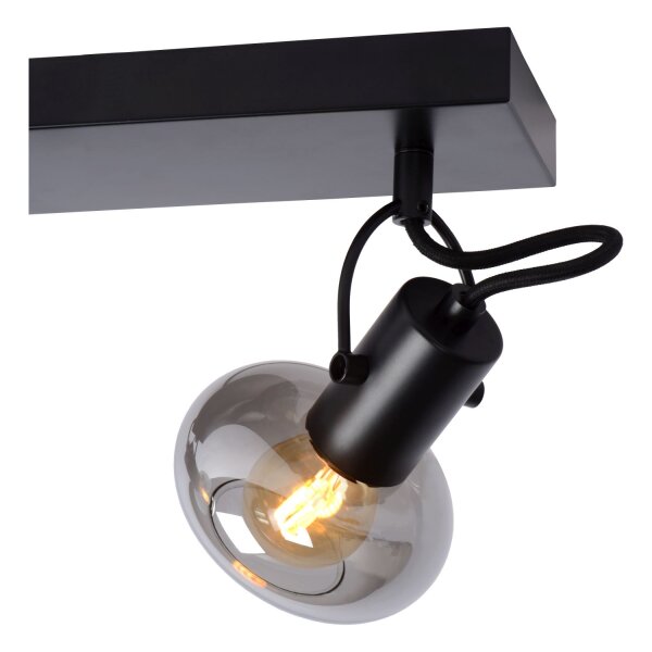 Retro Deckenspot Metall Glas Schwarz E14 B:38 cm