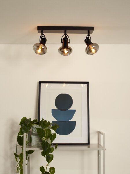 Retro Deckenspot Metall Glas Schwarz E14 B:38 cm