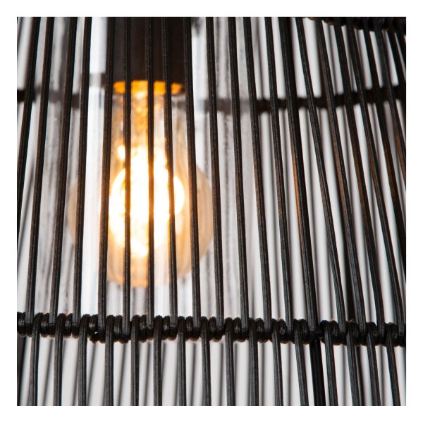 Pendelleuchte Außen Rattan Schwarz E27 L:35 cm edel