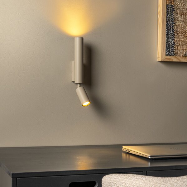 Wandspot Metall Taupe 2-flammig GU10 H:30 cm edel