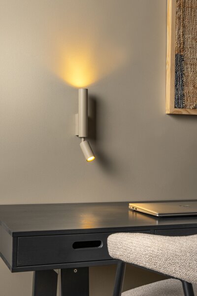 Wandspot Metall Taupe 2-flammig GU10 H:30 cm edel