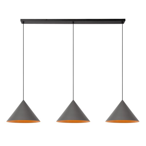 Pendelleuchte Grau 3-flammig E27 L:160 cm modern