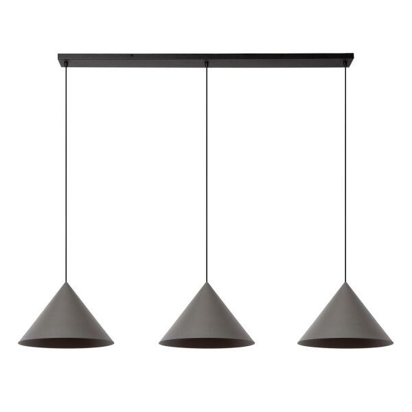 Pendelleuchte Grau 3-flammig E27 L:160 cm modern