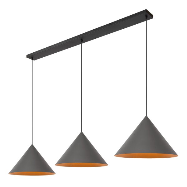 Pendelleuchte Grau 3-flammig E27 L:160 cm modern