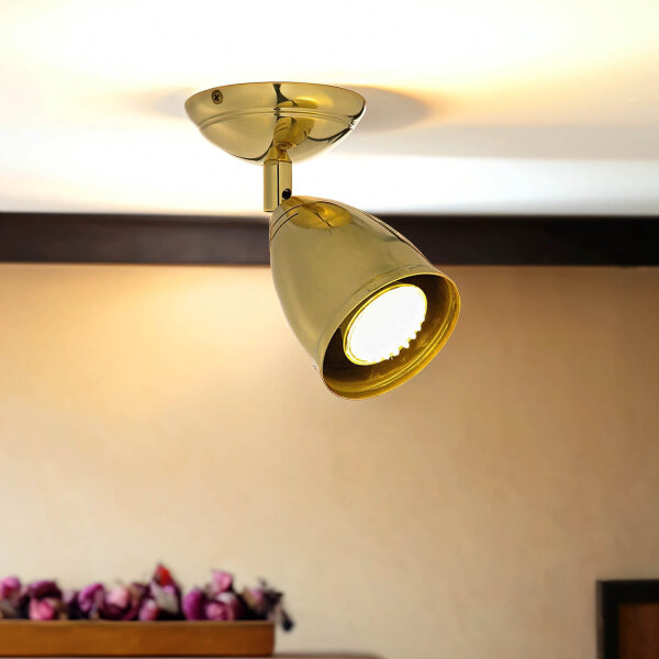 Spot Lampe klein Messing massiv E27 verstellbar
