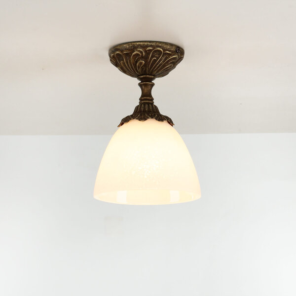 Deckenlampe Messing Glas Jugendstil Handarbeit edel