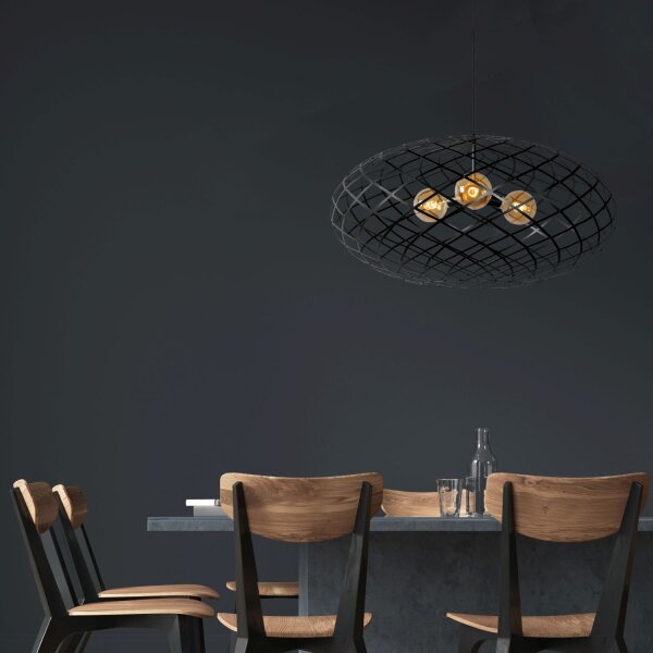 Hängelampe Schwarz E27 Ø100 cm 3-flammig modern edel