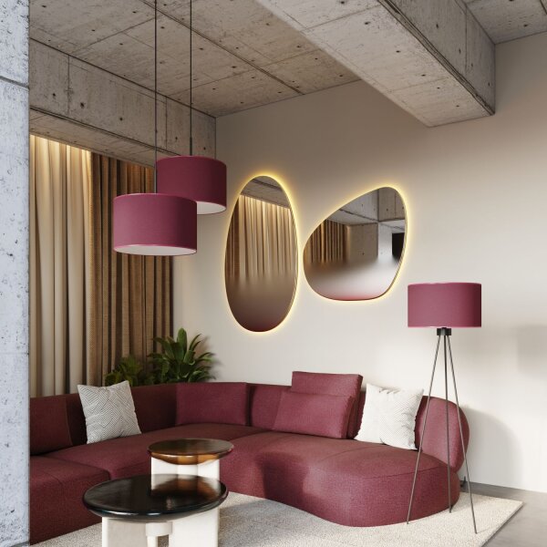 Pendelleuchte Stoff Bordeaux Rot E27 L:40 cm blendarm
