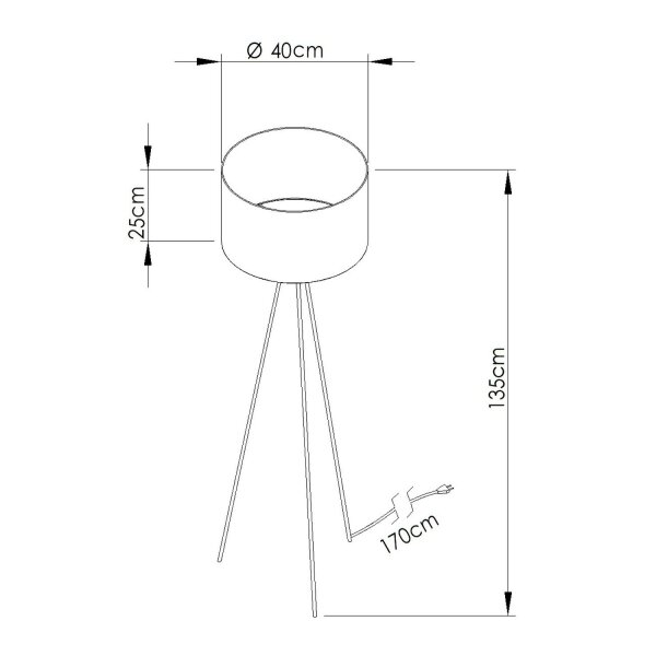 Stehlampe Stoff Bordeaux Rot E27 H:135 cm blendarm