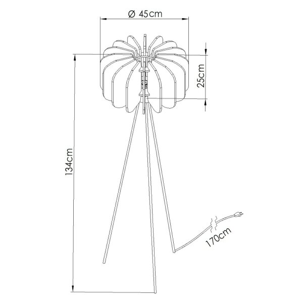 Stehlampe Tripod Filz Marineblau E27 H:134 cm Schalter