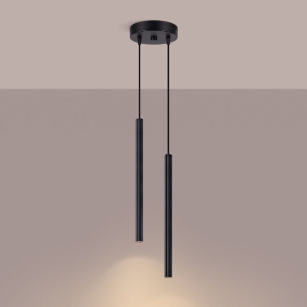 Pendelleuchte Metall Schwarz G9 L:15 cm 2-flammig