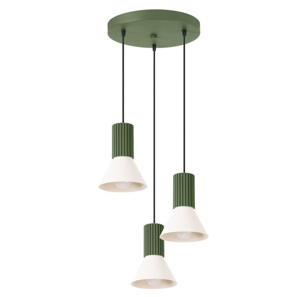 Hängelampe Stahl Aluminium Olivgrün Beige E14 L:30 cm