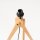 Dreibein Stehlampe Holz Stoff Beige E27 H:140 cm