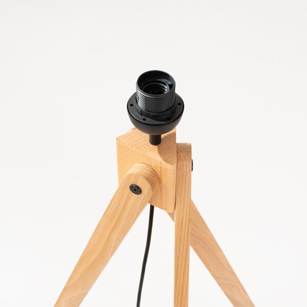Stehleuchte Holz Stoff Weiß E27 H:140 cm Schalter