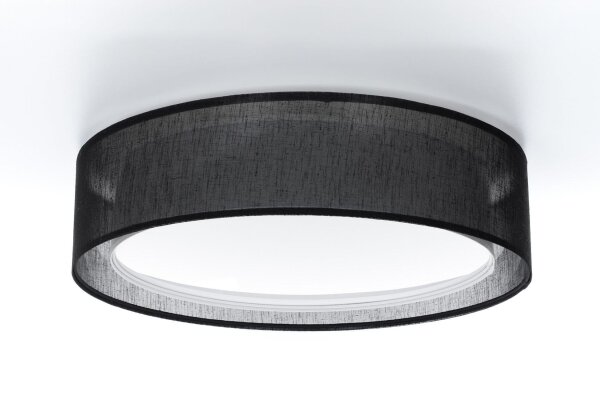 Deckenleuchte Stoff Schwarz E27 Ø50 cm rund gemütlich