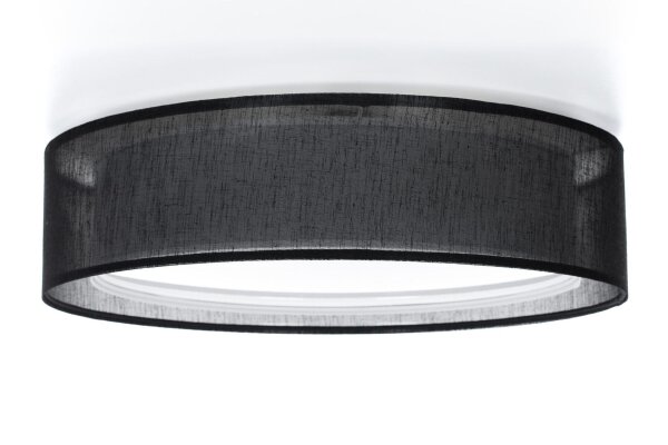 Deckenleuchte Stoff Schwarz E27 Ø50 cm rund gemütlich