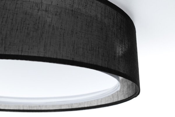 Deckenleuchte Stoff Schwarz E27 Ø50 cm rund gemütlich