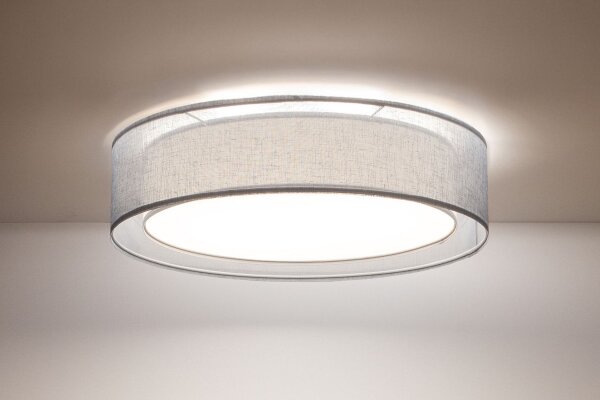 Runde Deckenlampe Stoffschirm Blau E27 Ø60 cm blendarm