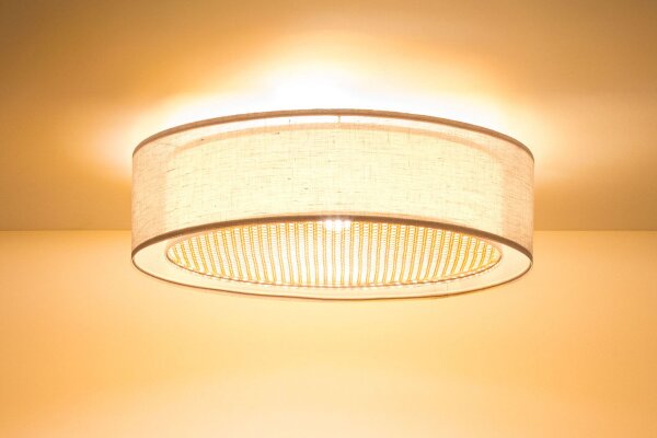 Deckenleuchte Stoff Braun Gold E27 Ø50 cm blendarm