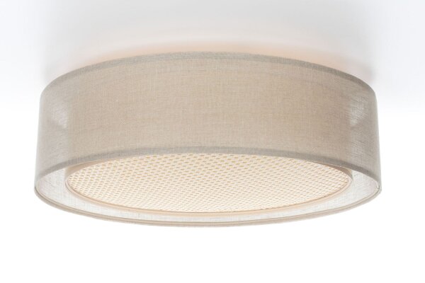 Runde Deckenlampe Stoff Braun Gold E27 Ø60 cm blendarm