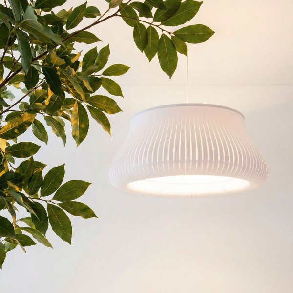 Runde Pendelleuchte Weiß blendarm E27 Ø40 cm gemütlich