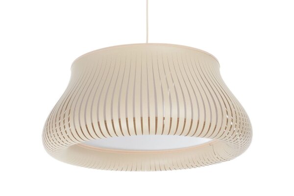 Hängelampe Beige Weiß wohnlich E27 Ø30 cm rund blendarm