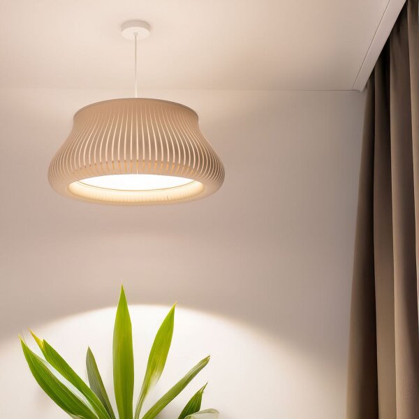 Runde Pendelleuchte Beige Weiß E27 Ø40 cm blendarm