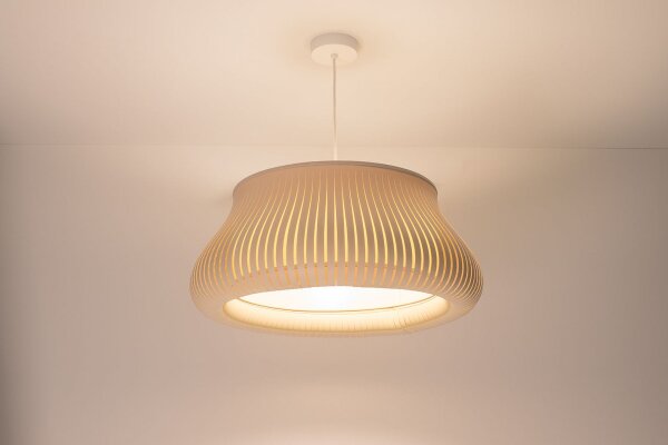 Runde Pendelleuchte Beige wohnlich E27 Ø40 cm blendarm