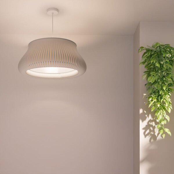Runde Pendelleuchte Weiß Grau E27 Ø40 cm blendarm