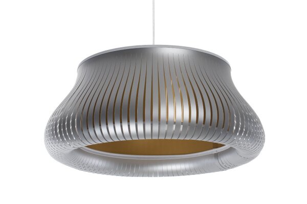 Runde Pendelleuchte Silber wohnlich E27 Ø40 cm blendarm