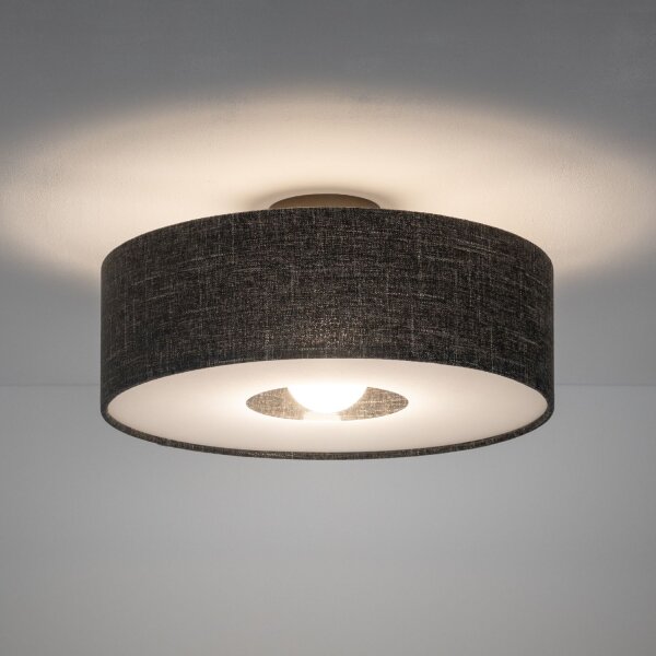 Deckenleuchte Stahl Stoff Schwarz E27 B:50 cm rund