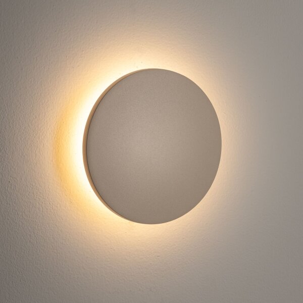 LED Außenwandleuchte Beige IP54 3000 K Ø13 cm Aluminium