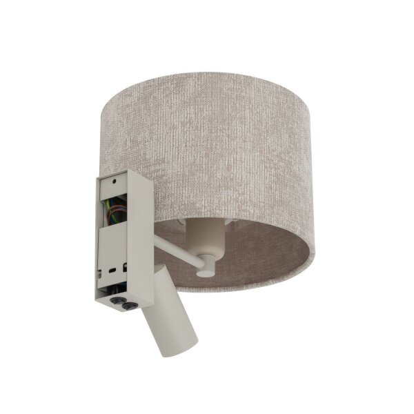 Wandlampe Seidengrau Stoff Schalter E27 GU10 B:23 cm