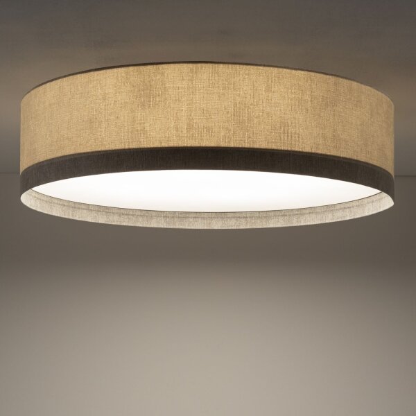 Deckenlampe Stoff Beige E27 B:75 cm Modern rund