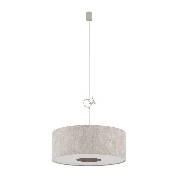 Pendelleuchte Seidengrau Stoff E27 L:50 cm rund Modern