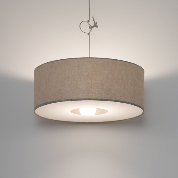 Pendelleuchte Seidengrau Stoff E27 L:50 cm rund Modern