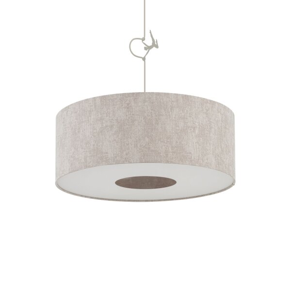 Pendelleuchte Seidengrau Stoff E27 L:50 cm rund Modern
