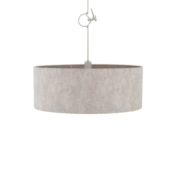 Pendelleuchte Seidengrau Stoff E27 L:50 cm rund Modern