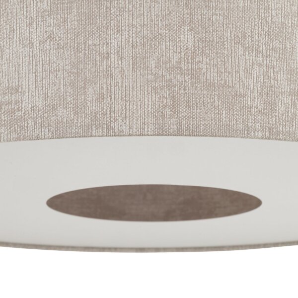 Pendelleuchte Seidengrau Stoff E27 L:50 cm rund Modern