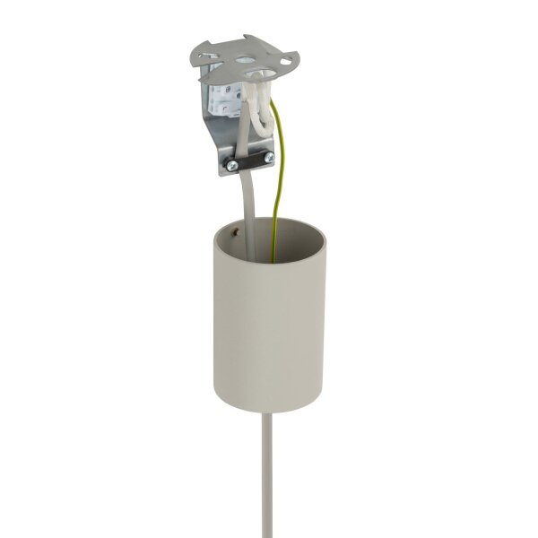Pendelleuchte Seidengrau Stoff E27 L:50 cm rund Modern