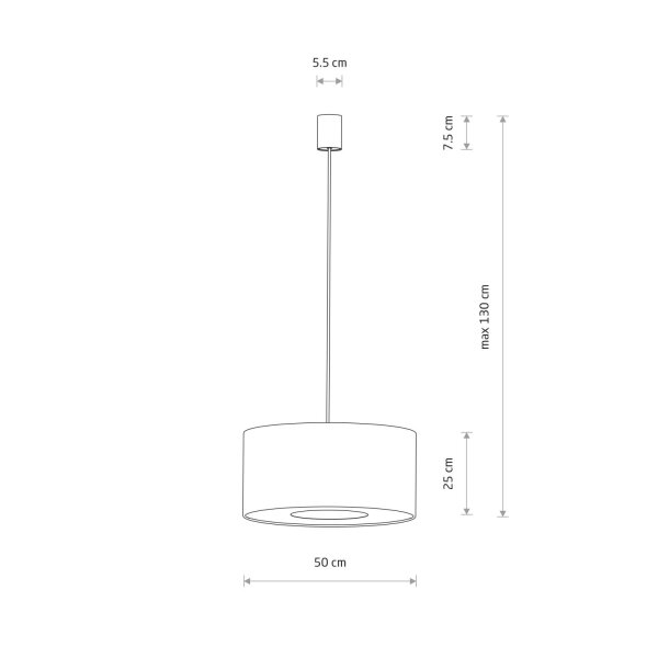 Pendelleuchte Seidengrau Stoff E27 L:50 cm rund Modern