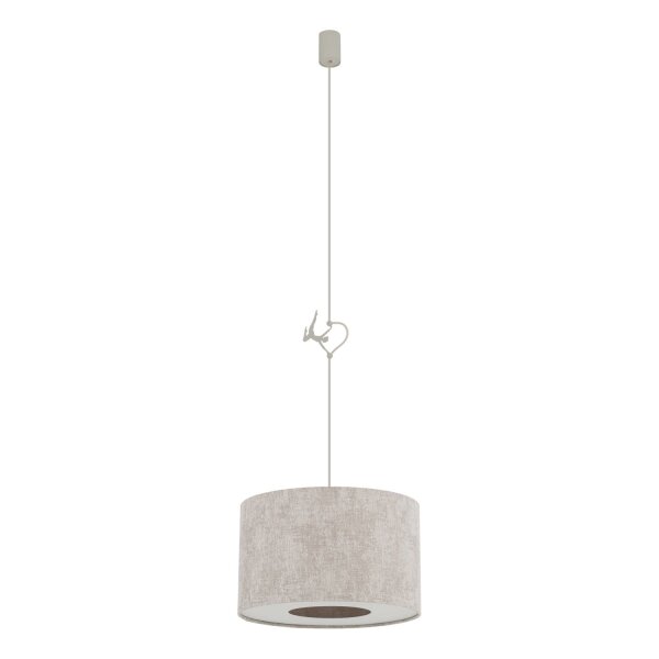 Hängelampe Seidengrau Stoff E27 L:40 cm rund Modern