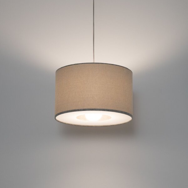 Hängelampe Seidengrau Stoff E27 L:40 cm rund Modern