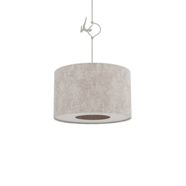 Hängelampe Seidengrau Stoff E27 L:40 cm rund Modern