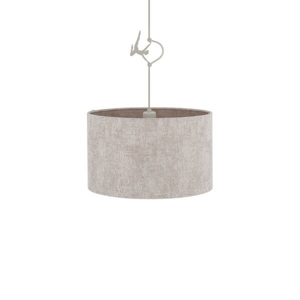 Hängelampe Seidengrau Stoff E27 L:40 cm rund Modern