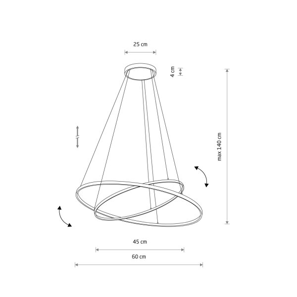 LED Hängeleuchte Weiß Stahl 3000 K L:60 cm Modern