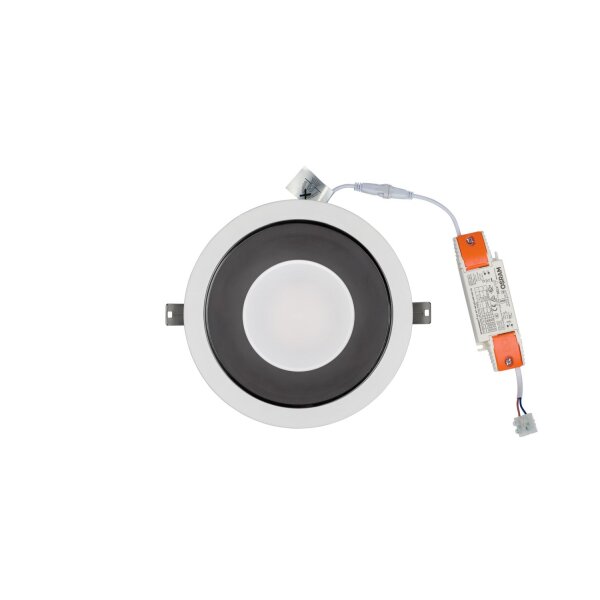 LED Einbauleuchte Weiß Chrom 3000 K B:22 cm akzentuiert