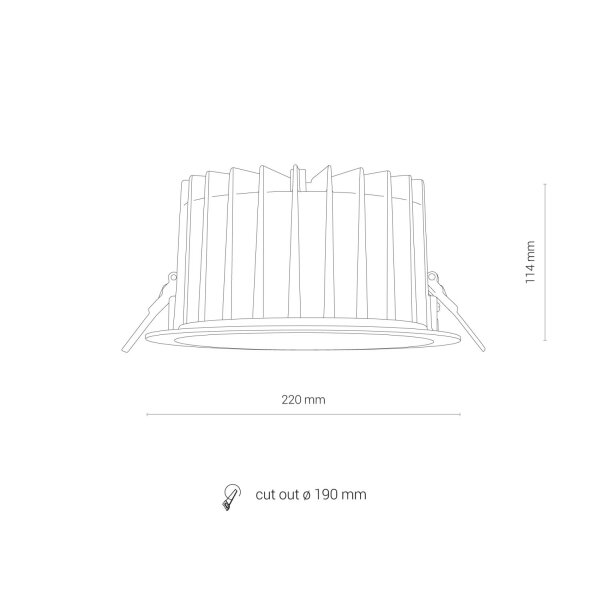 LED Einbauleuchte Weiß Chrom 3000 K B:22 cm akzentuiert